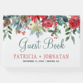 クリスマスの素朴なフローラエレガントの冬の結婚式 ゲストブック (正面)