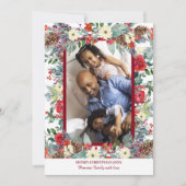 クリスマスの素朴なフローラ5写真コラージュのバーガンディ シーズンカード (正面)