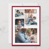 クリスマスの素朴なフローラ5写真コラージュのバーガンディ シーズンカード (裏面)