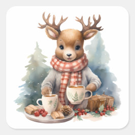 クリスマスの素朴なヴィンテージデザインシール スクエアシール