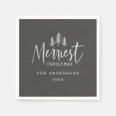 クリスマスの素朴な手描きの木 スタンダードカクテルナプキン (正面)