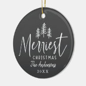 クリスマスの素朴な手描きの木 セラミックオーナメント (左)