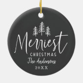 クリスマスの素朴な手描きの木 セラミックオーナメント (裏面)