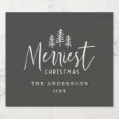 クリスマスの素朴な手描きの木 ビールラベル (シングルラベル)