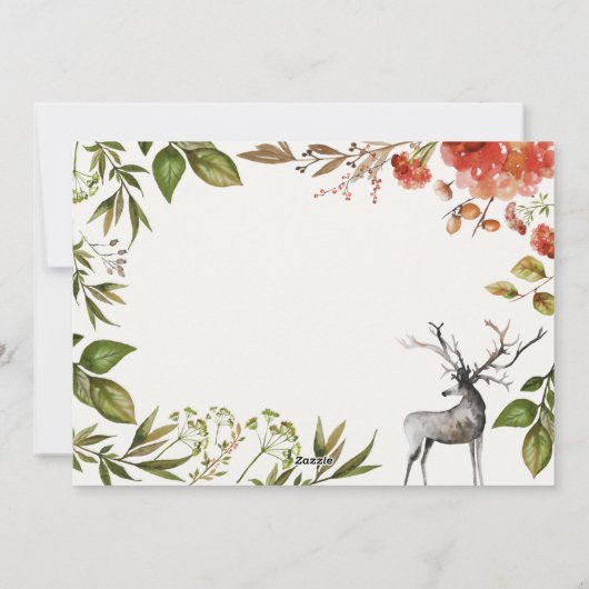 クリスマスの素朴な葉の牡鹿の写真は赤と緑 シーズンカード (裏面)