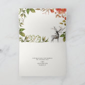 クリスマスの素朴な葉の牡鹿の写真は赤と緑 シーズンカード (内部)