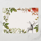 クリスマスの素朴な葉の牡鹿の写真は赤と緑 箔シーズンカード (裏面)