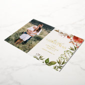 クリスマスの素朴な葉の牡鹿の写真は赤と緑 箔シーズンカード (回転した状態)