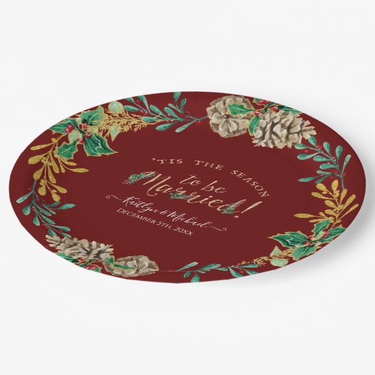 クリスマスの結婚したリース水の色になる季節 ペーパープレート (アングル)