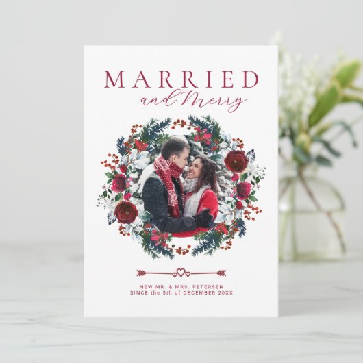 クリスマスの結婚した植物とメリー写真 シーズンカード (スタンド正面)