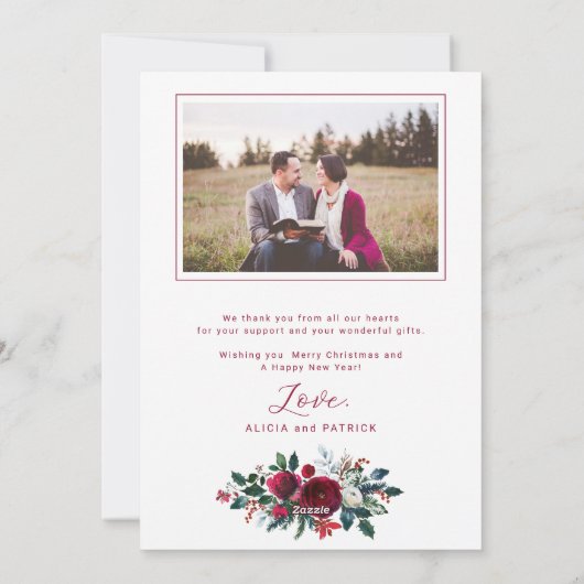 クリスマスの結婚した植物とメリー写真 シーズンカード (裏面)