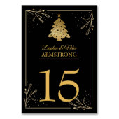 クリスマスの結婚式のテーブルは黒い金ゴールドに番号を付けます テーブルナンバー (正面)