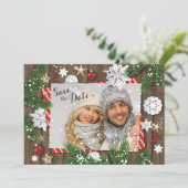 クリスマスの結婚式の写真の保存日付 セーブザデート (スタンド正面)