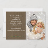 クリスマスの結婚式の写真の保存日付 セーブザデート (裏面)