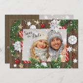 クリスマスの結婚式の写真の保存日付 セーブザデート (正面/裏面)