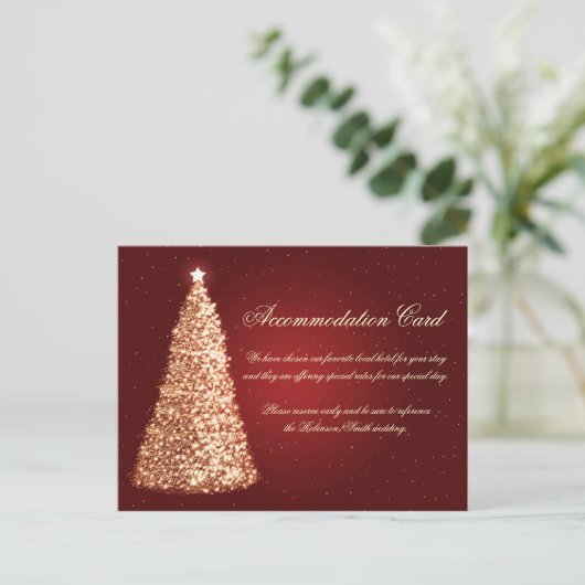 クリスマスの結婚式の調節の金ゴールドの赤 シーズンポストカード (スタンド正面)