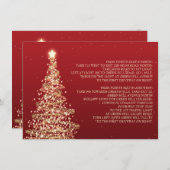 クリスマスの結婚式の車の経路案内の赤の金ゴールド 招待状 (正面/裏面)