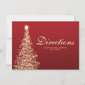 クリスマスの結婚式の車の経路案内の赤の金ゴールド 招待状 (裏面)