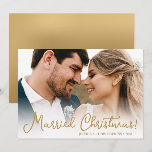 クリスマスの結婚記念写真 ホリデーカード (正面/裏面)
