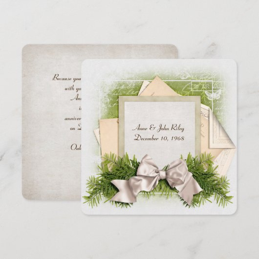 クリスマスの結婚記念日ディナーパーティー 招待状 (正面/裏面)