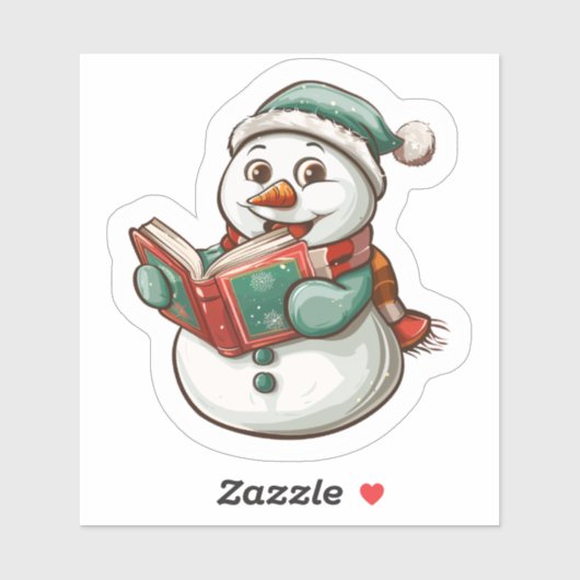 クリスマスの絵本を読む雪だるま シール (シート)
