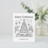 クリスマスの絵柄のぬりえ キッズ メリークリスマス ポストカード (スタンド正面)