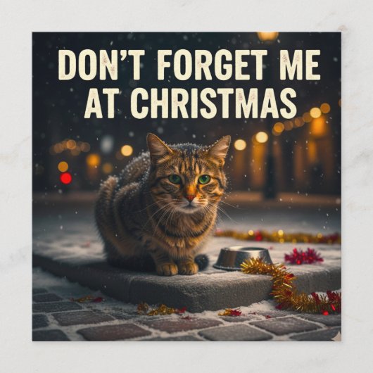 クリスマスの絵画アートで猫を忘れないで 招待状 (正面)