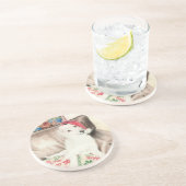 クリスマスの絹のWindhoundの子犬のコースター コースター (側面)