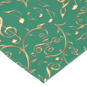 クリスマスの緑および金ゴールド音楽ノートのテーブルのランナー ミディアムテーブルランナー (コーナー)