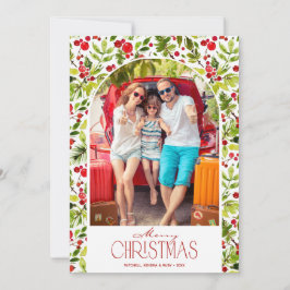 クリスマスの緑とホーリーの写真 シーズンカード