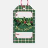 クリスマスの緑と白のチェック柄 ギフトタグ (正面)