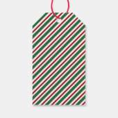 クリスマスの緑と赤のストライプ ギフトタグ (裏面)