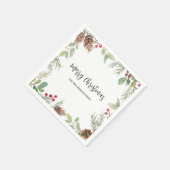 クリスマスの緑と陽気なクリスマス家族 スタンダードカクテルナプキン (角)