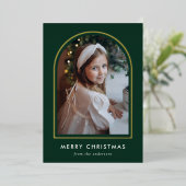 クリスマスの緑のアーチの写真 箔シーズンカード (立ち正面)