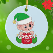 クリスマスの緑のエルフ セラミックオーナメント
