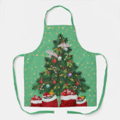 クリスマスの緑のカメの鳩 エプロン (正面)