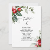 クリスマスの緑のテーブル番号1シーティングチャート 招待状 (正面)