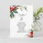 クリスマスの緑のテーブル番号2シーティングチャート 招待状 (スタンド正面)