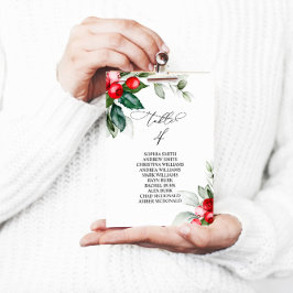 クリスマスの緑のテーブル番号4シーティングチャート 招待状