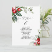 クリスマスの緑のテーブル番号6シーティングチャート 招待状 (スタンド正面)