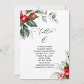 クリスマスの緑のテーブル番号6シーティングチャート 招待状 (裏面)