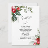 クリスマスの緑のテーブル番号7シーティングチャート 招待状 (裏面)