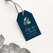 クリスマスの緑の信仰の愛と家族 |ネイビー ギフトタグ