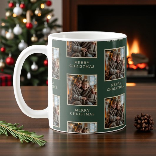 クリスマスの緑の写真ホリデー コーヒーマグカップ