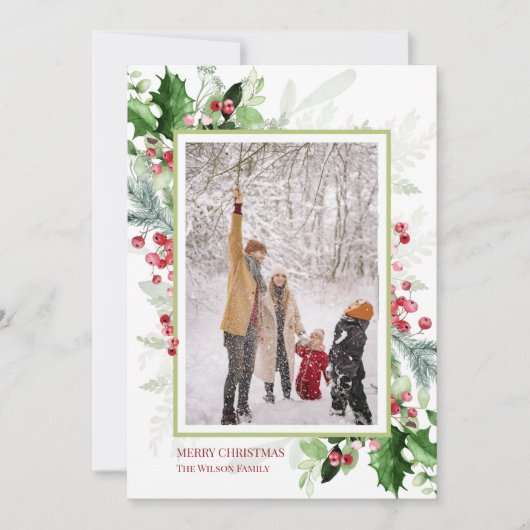 クリスマスの緑の写真 シーズンカード (正面)