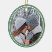 クリスマスの緑の写真 セラミックオーナメント (左)