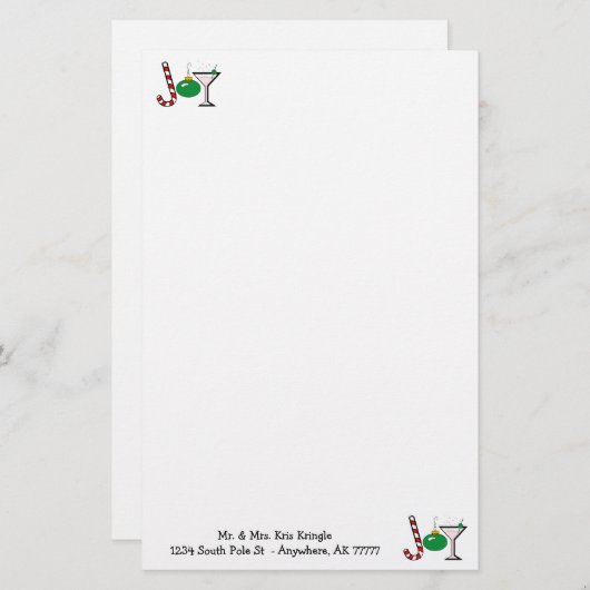 クリスマスの緑の喜び 便箋 (正面/裏面)