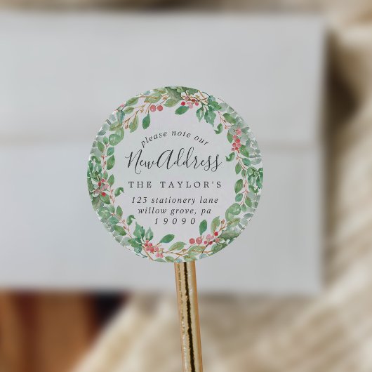 クリスマスの緑の新しいアドレス封筒用シール ラウンドシール