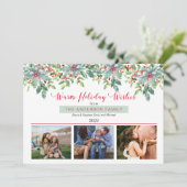 クリスマスの緑の暖かい休日の願い3写真 シーズンカード (スタンド正面)