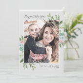 クリスマスの緑の最も幸せな新年のニュースレター シーズンカード (スタンド正面)